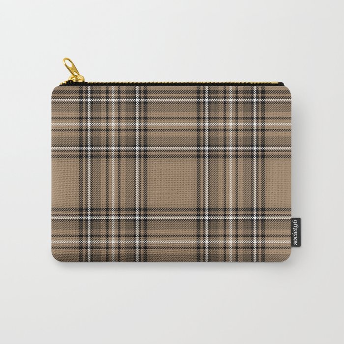 Coffee and Cream Tartan Carry-All Pouch