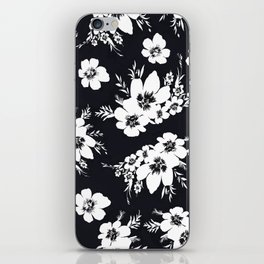 Black and white graphic floral pattern iPhone Skin