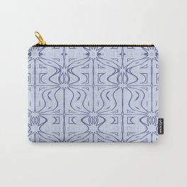 Minimalist Aztec Inspired Fractal Art in Dusty Blues and Grays Carry-All Pouch