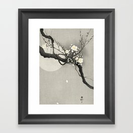 Ohara Koson, Blossoming Tree And Full Moon - Vintage Japanese Woodblock Print Framed Art Print