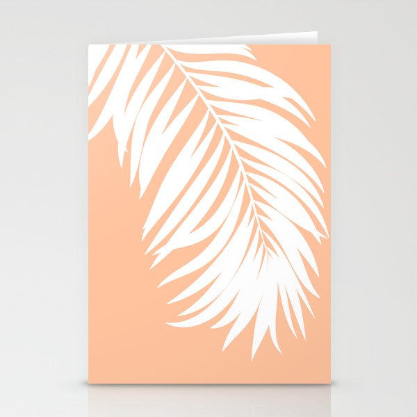 Palm Leaf White on Apricot Ice Stationery Cards
