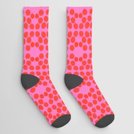 Mid-Century Modern Dots Red On Hot Pink Socks