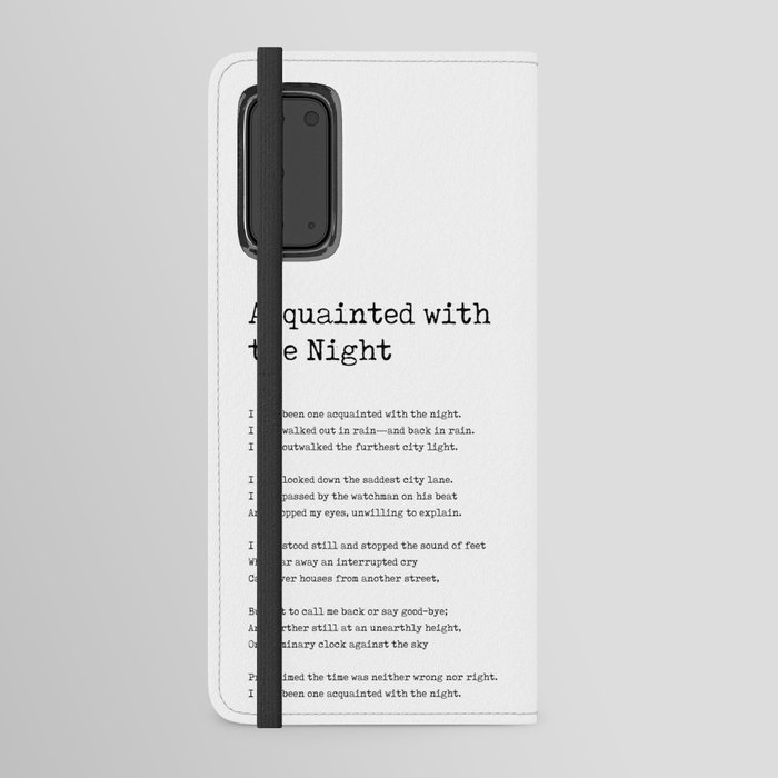Acquainted With The Night - Robert Frost Poem - Literature - Typewriter Print 1 Android Wallet Case