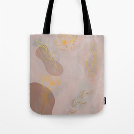 Pink Geometric with Gold Floral Tote Bag