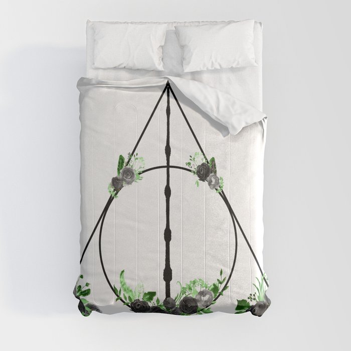 Deathly Hallows in Green and Gray Comforter