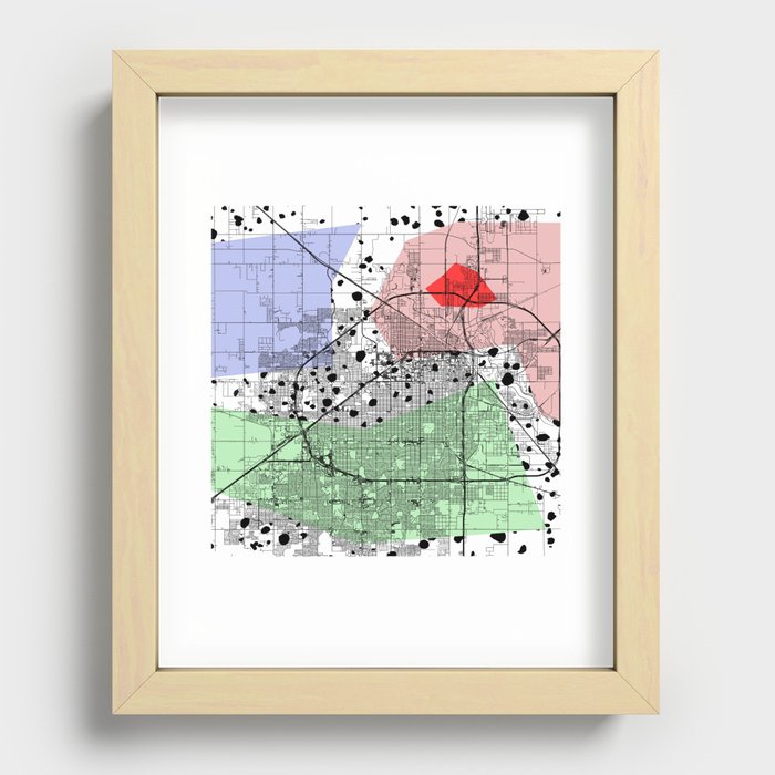 Lubbock, USA - minimalist map collage Recessed Framed Print