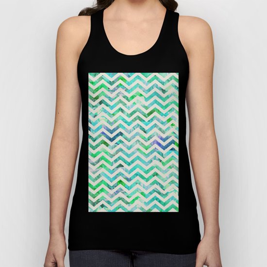 GREEN FLORAL CHEVRON Unisex Tank Top
