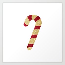 Red And Gold Glitter Candy Cane Art Print
