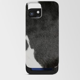 Black Cowhide, Cow Skin Print Pattern, Modern Cowhide Faux Leather iPhone Card Case