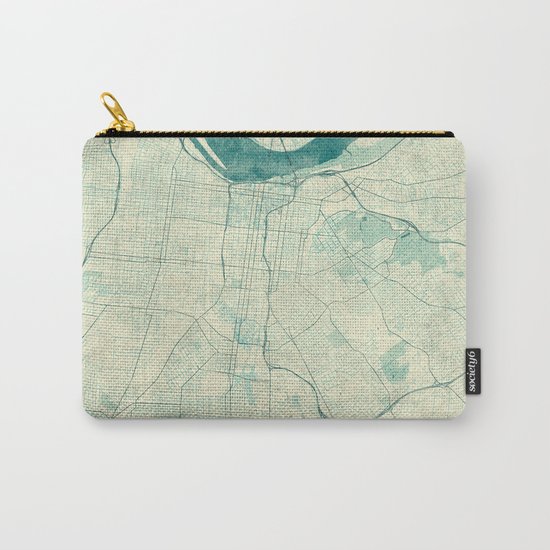 Louisville Map Blue Vintage Carry-All Pouch
