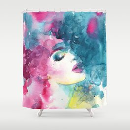 Beautiful woman, art and fashion. Hand painted watercolor illustration. Shower Curtain