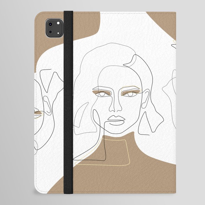 Chic Tan / Beige girl face with short hairstyle iPad Folio Case