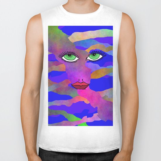 Eyes and Lips Colorful Biker Tank