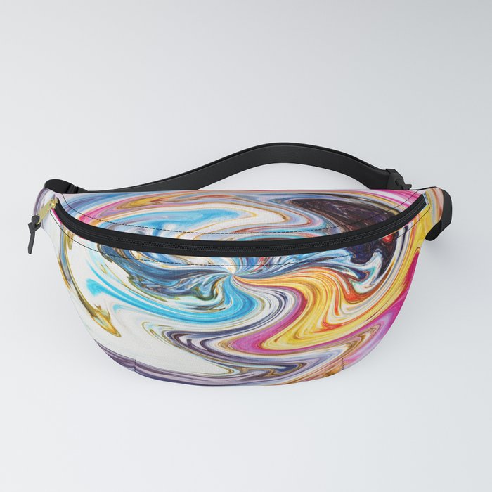 Circular Fluid Paint Pattern On Rose Pink Fanny Pack