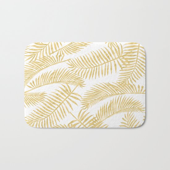 Palm Leaf Pattern Gold Bath Mat