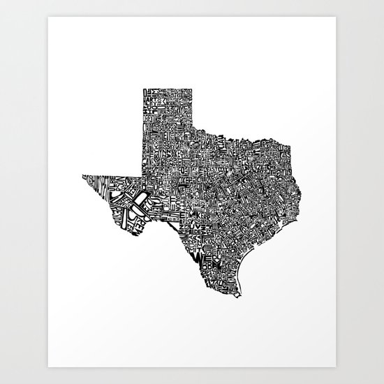 Typographic Texas Art Print