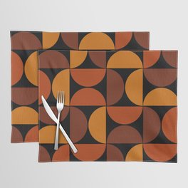 Mid century geometric pattern on black background 1 Placemat