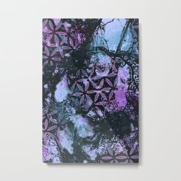 Pink and Blue Flower of Life Abstract Metal Print | Mixedmediaart, Trippy, Ink, Acrylic, Splatter, Gouache, Painting, Psychedelic, Abstract 