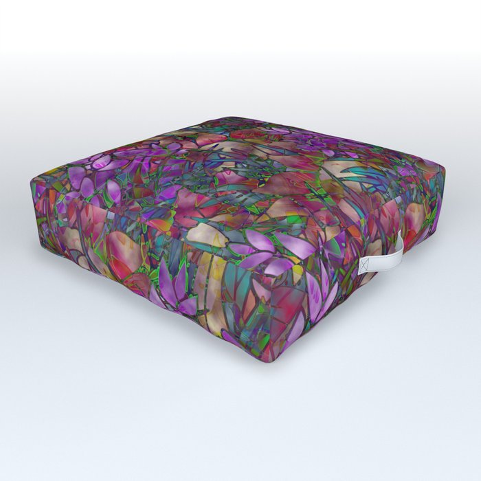 Floral Abstract Stained Glass G175 Outdoor Floor Cushion