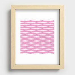Pink and White Geometric Horizontal Striped Pattern Recessed Framed Print
