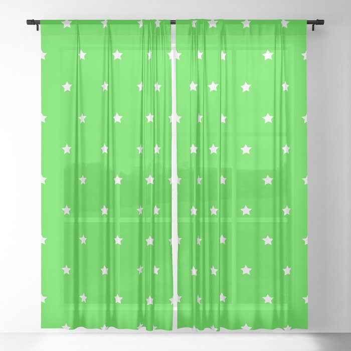 Green Magic Stars Collection Sheer Curtain