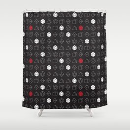 Black Dungeons and Dragons Dice Set Pattern Shower Curtain