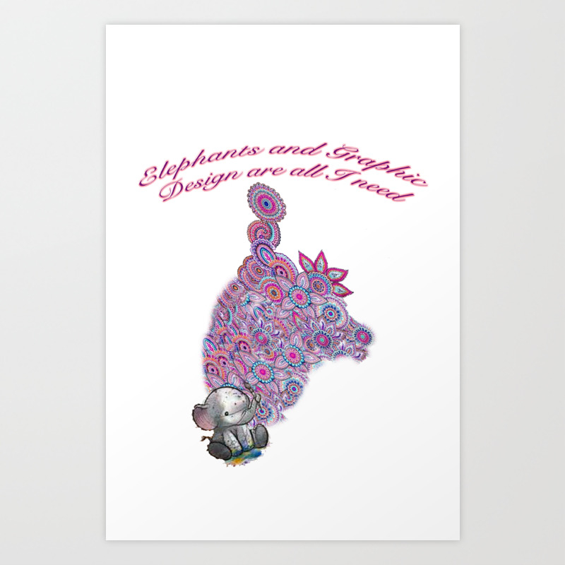 Cute Elephant Painting Art Print By Djgedatus Society6