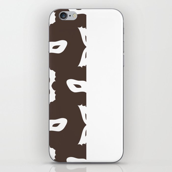 White Mask Silhouette on Dark Brown and White Vertical Split iPhone Skin