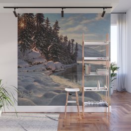 Winter Sunrise Lakeside in the Mountains by Ivan Fedorovich Choultsé Wall Mural