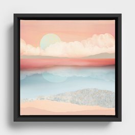 Mint Moon Beach Framed Canvas