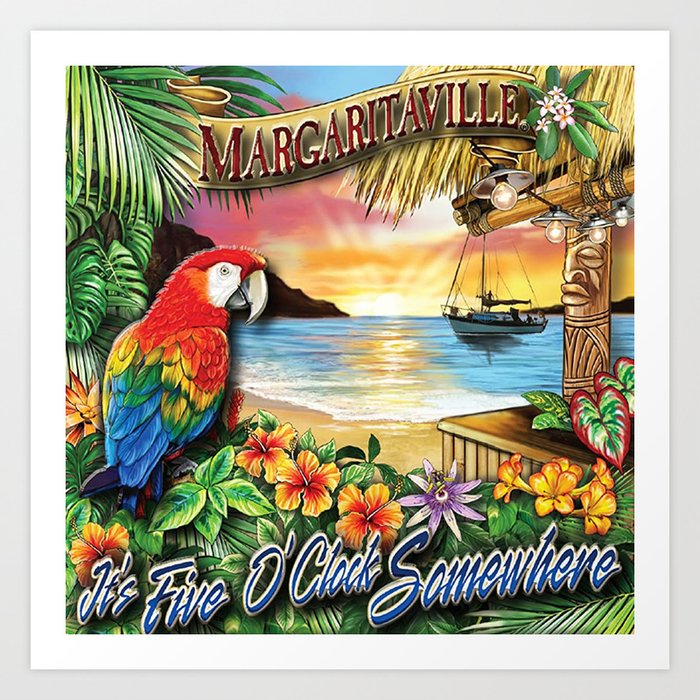 margaritaville somewhere five o'clock at beach 2022 Art Print by sonj254 |  Society6
