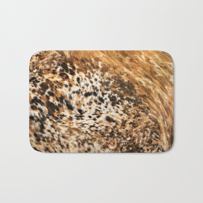 Rustic Country Western Texas Longhorn Cowhide Rodeo Animal Print Bath Mat