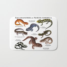 Salamanders of North America Bath Mat | Salamanderart, Tigersalamander, Salamandercollage, Wildlifeart, Endangeredwildlife, Animalcollage, Amphibianart, Redsalamander, Giantsalamander, Amphibians 