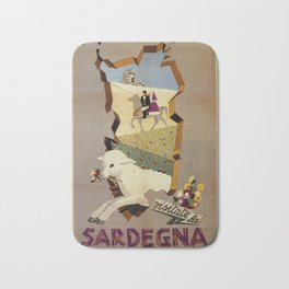 Visit Sardinia vintage Italian travel ad Bath Mat | Italy, Advertising, Advert, Aapshop, Advertisement, Drawing, Sardegna, Aap, Sheep 