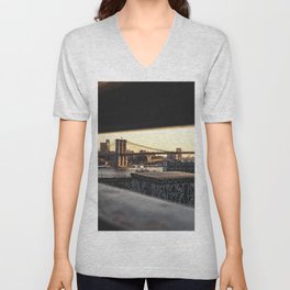 Brooklyn Bridge | New York City Views | HDR Travel Photography V Neck T Shirt