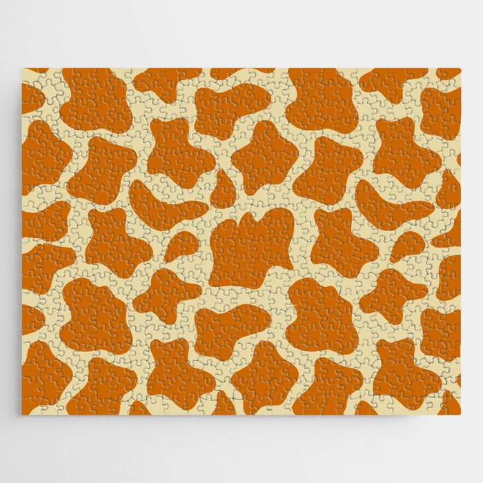 Aesthetic Cow Print Pattern - Alloy Orange and Cookies And Cream Jigsaw Puzzle