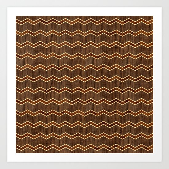 Wooden Chevron - Dark Art Print