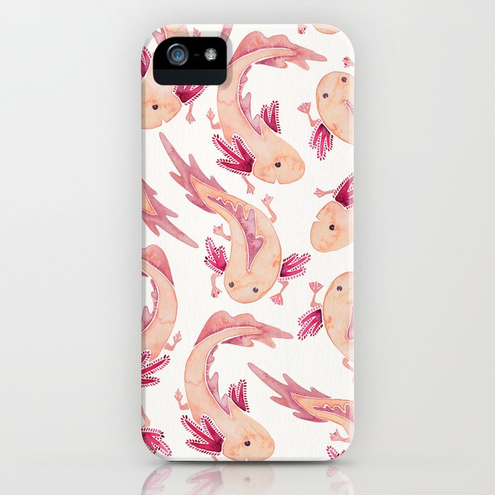mexican axolotls watercolor iphone case