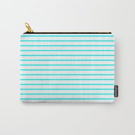 Horizontal Lines (Aqua Cyan/White) Carry-All Pouch