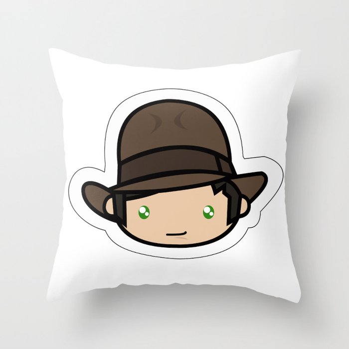 Hello Indiana Jones !! Kawaii Cuteness! Throw Pillow