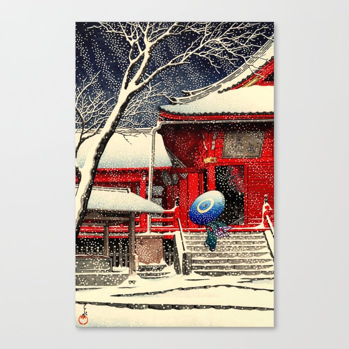 Snow At Kiyomizu Hall Hasui Kawase Canvas Print