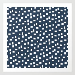 Rectangles 1 | Pattern in Indigo and White Art Print