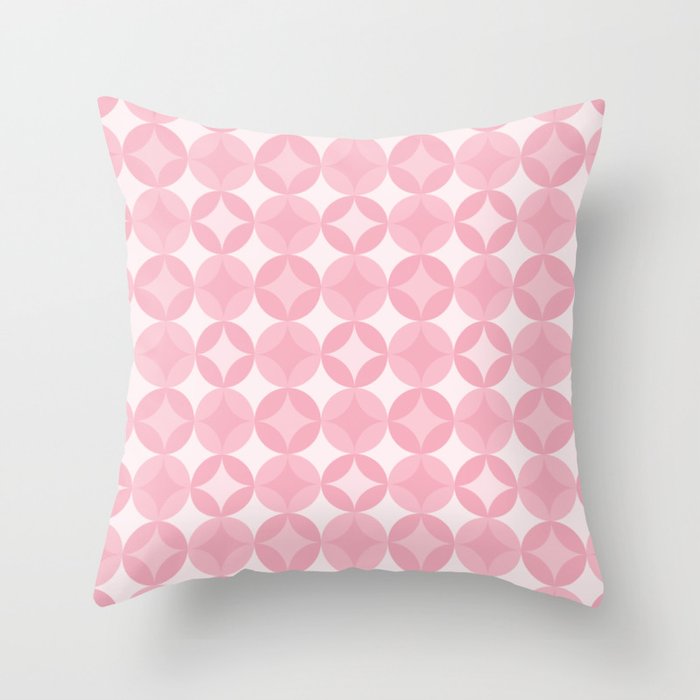 Pink Four Leaf circle tile geometric pattern. Digital Illustration background Throw Pillow
