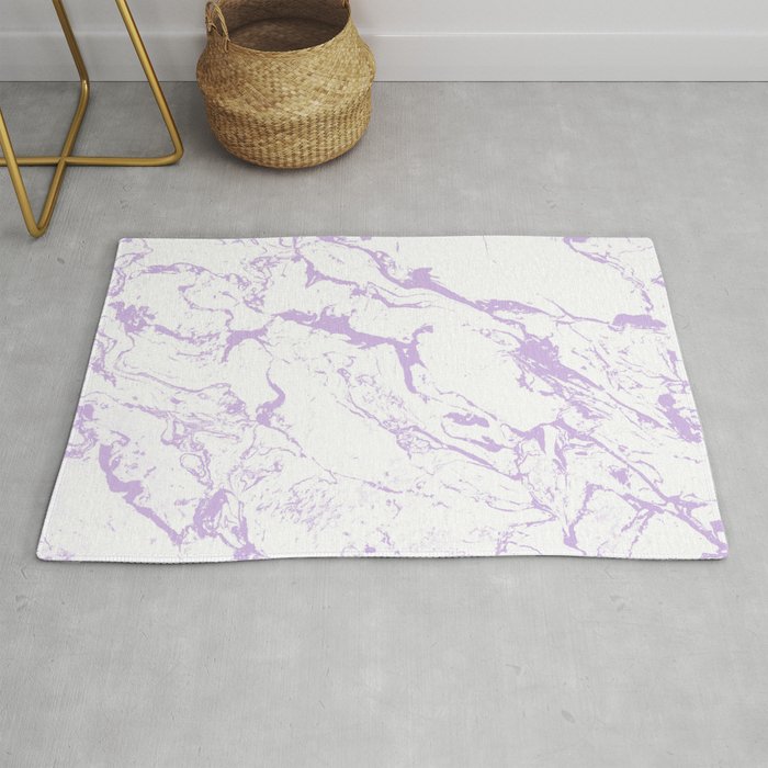 Modern trendy white pastel purple lavender marble pattern Rug