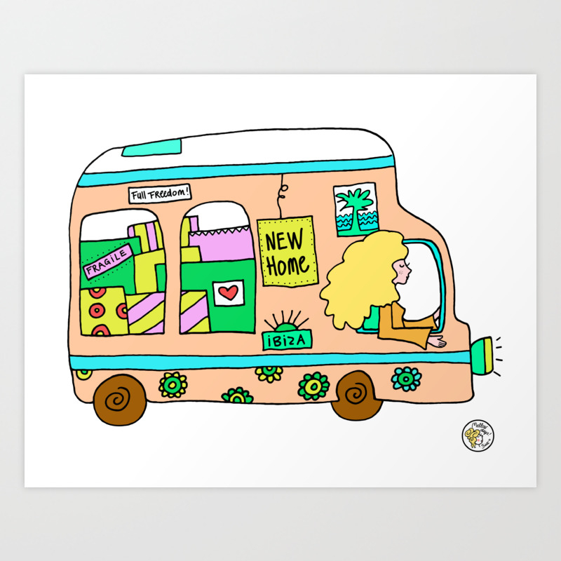 Vintage Campervan Flowerpower Van Art Print By Mellowdays Society6