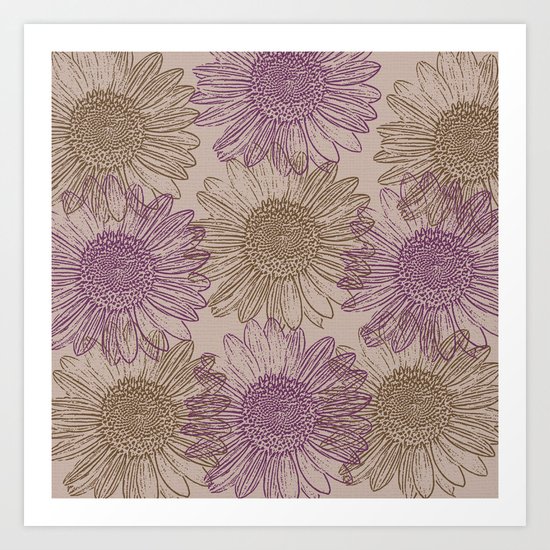 Purple and Gold Sunflowers Art Print