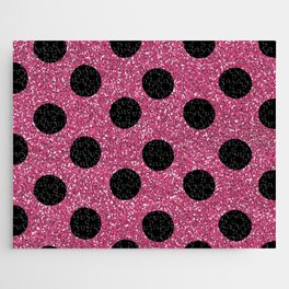 Retro Pink Glitter Polka Dot Background Pattern Jigsaw Puzzle