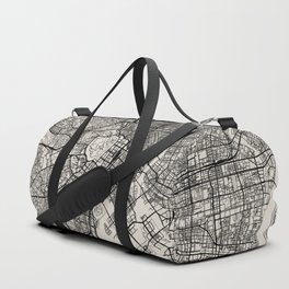 Tokyo - Japan - Authentic Map Black and White Duffle Bag
