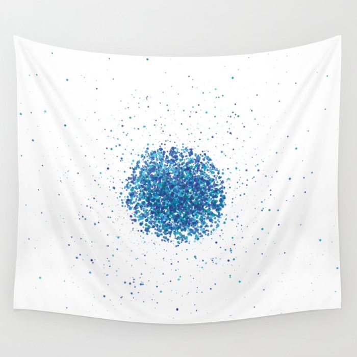 Attraction of blue green aquamarine dots points - Abstract minimal modern pointillism art Wall Tapestry