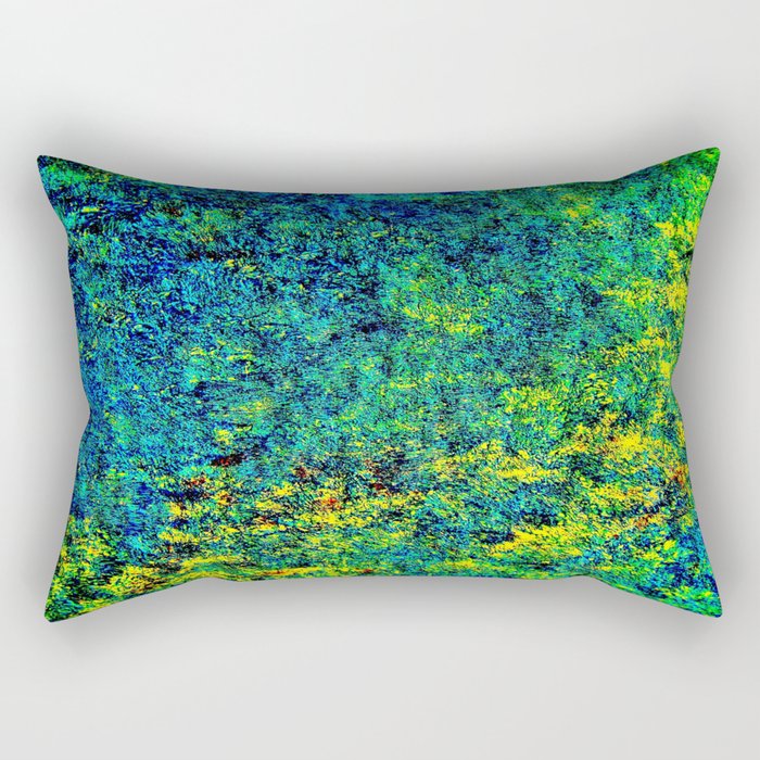 Abstract Flowers Yellow And Green Rectangular Pillow
